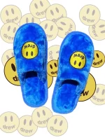 Drew Slippers with Smiley Face-Blue