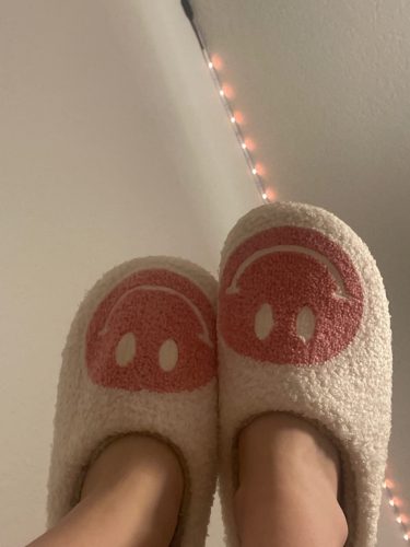 Pink and White Smiley Face Slippers photo review