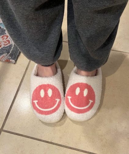 Pink and White Smiley Face Slippers photo review