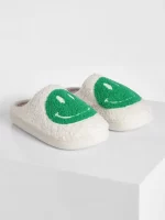 Slippers with Green Smiley Face