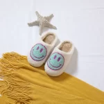 Smiley Face Slippers Blue and Purple