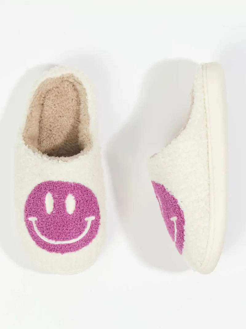 Purple Smiley Slippers, Purple Smiley Face Slippers