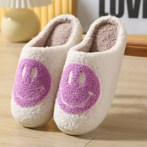 Purple Smiley Slippers, Purple Smiley Face Slippers