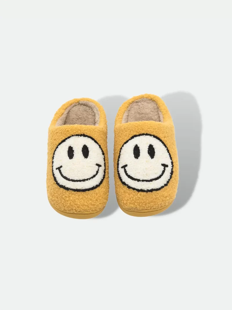 Yellow Slippers with White Smiley Face