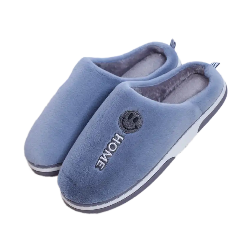 Happy Home Slippers with Suede Fabric-Gray
