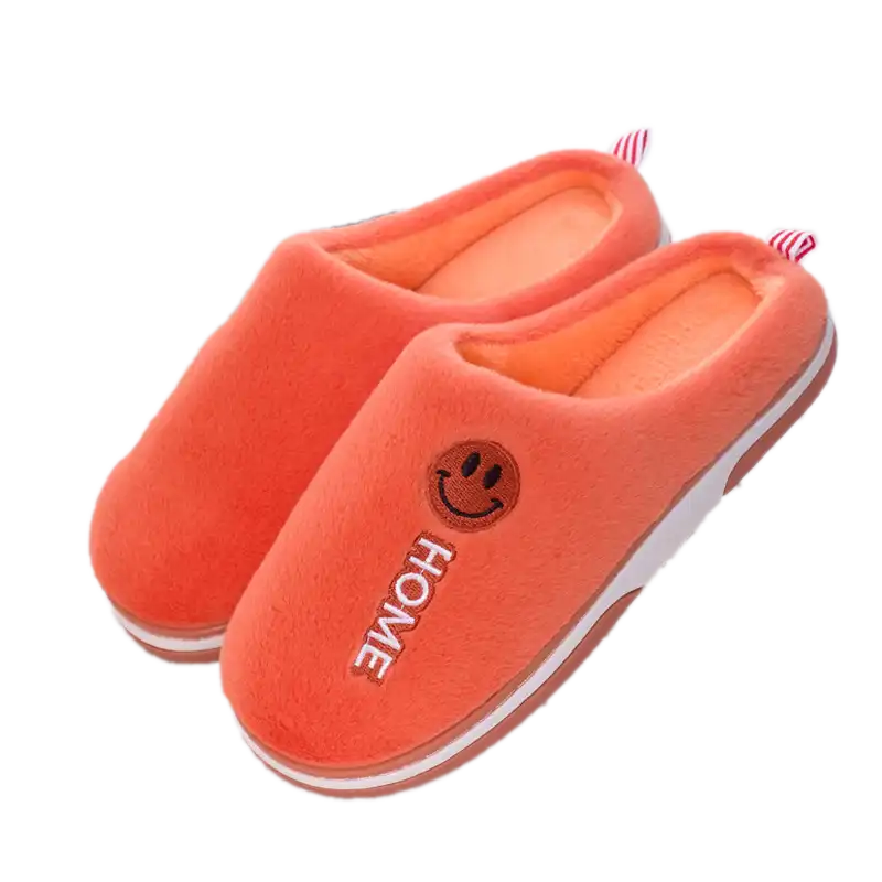 Happy Home Slippers with Suede Fabric-Orange