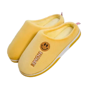 Happy Home Slippers with Suede Fabric-Yellow