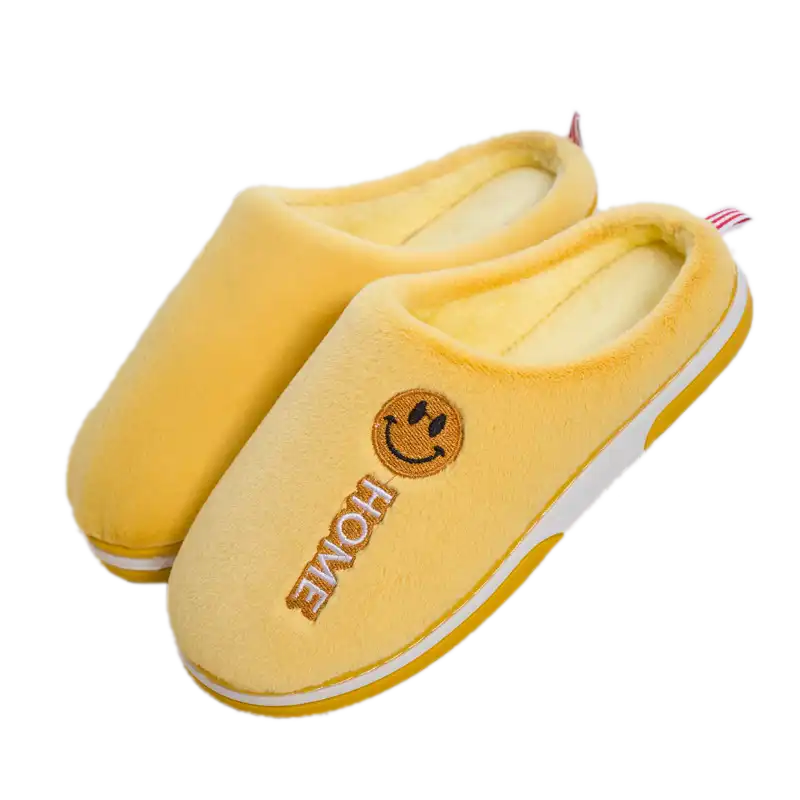 Happy Home Slippers with Suede Fabric-Yellow