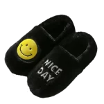 NICE DAY Smiley Face Slippers-Black