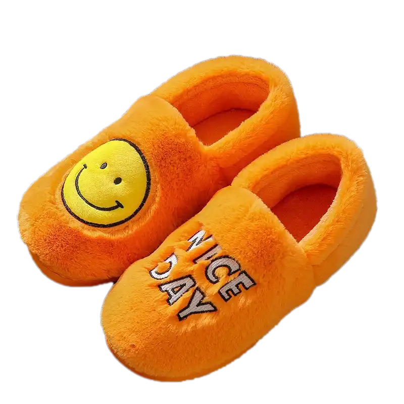 NICE DAY Smiley Face Slippers-Orange
