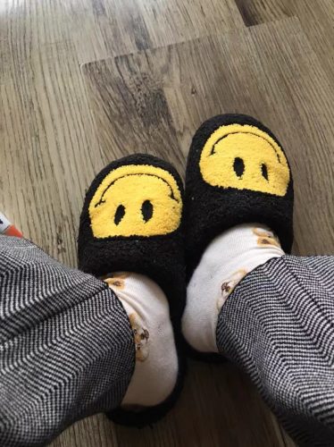 Black Smiley Face Slippers photo review