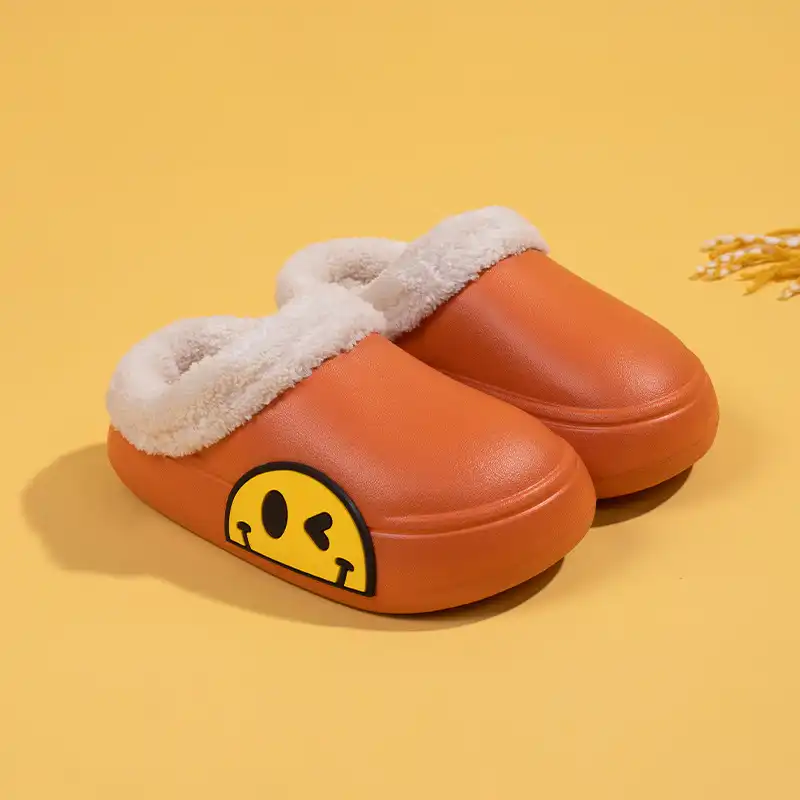 Children's Cotton Waterproof Smiley Slippers -Carmel
