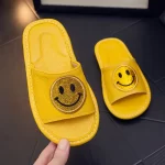 Cowhide Leather Smiley Face Sandals-Yellow