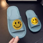 Cowhide Leather Smiley Face Sandals-Blue