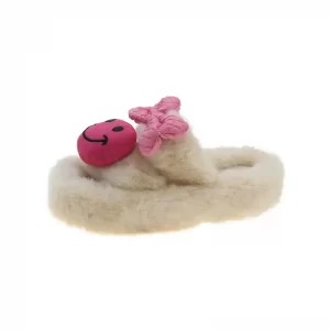 Fashion Plush Smiley Face House Slippers - Pink Thick Sole