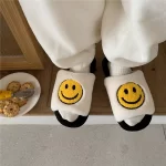 Fluffy Smiling Face Slippers Open Toe