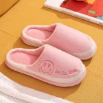 Girl's Home Soft Slippers with Smile Face -Pink
