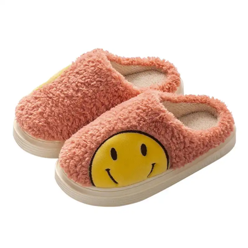 Non-Slip House Smiley Face Slippers - Red