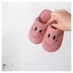 Plush Smiley Slippers for Kids -Pink