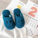Plush Smiley Slippers for Kids -Deep Sea Blue
