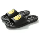 Shower Smiley Sandal Slippers with Holes-Black