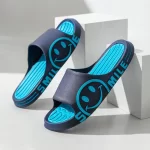 Slide Sandal with Smile Face on the Side-Blue