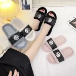 Slip-on Slippers with Smiling Face -Black