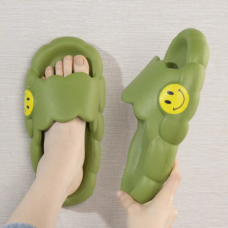 Smiley Face Cloud Sandals -Green