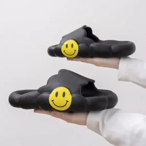 Smiley Face Cloud Sandals -Black