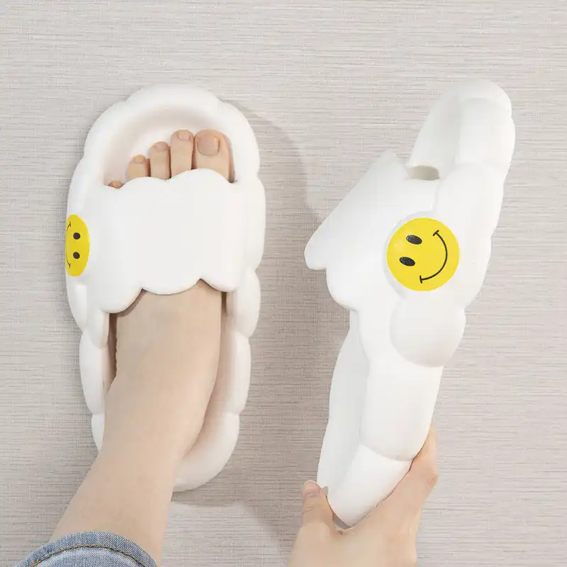 Smiley Face Cloud Sandals -White