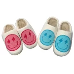 Smiley Face Slippers with Lightning Bolt Eyes-Pink