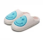 Smiley Face Slippers with Lightning Bolt Eyes - Blue