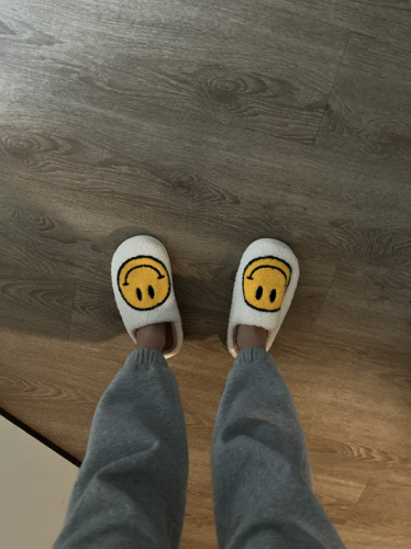 Original Yellow Smiley Slippers photo review