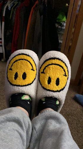 Original Yellow Smiley Slippers photo review