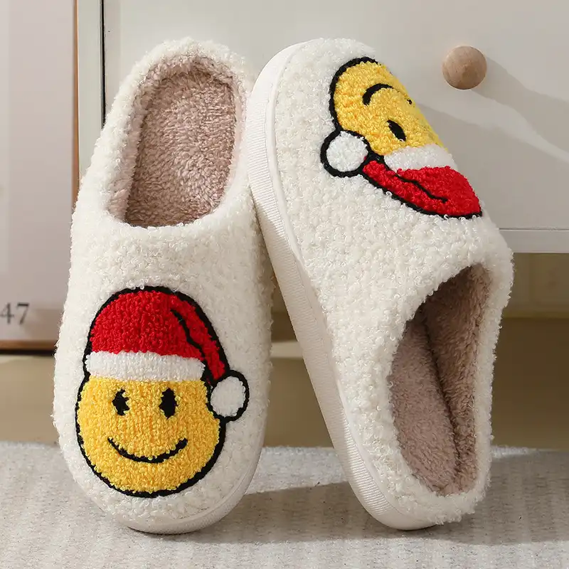 Christmas Smiley Face Slippers