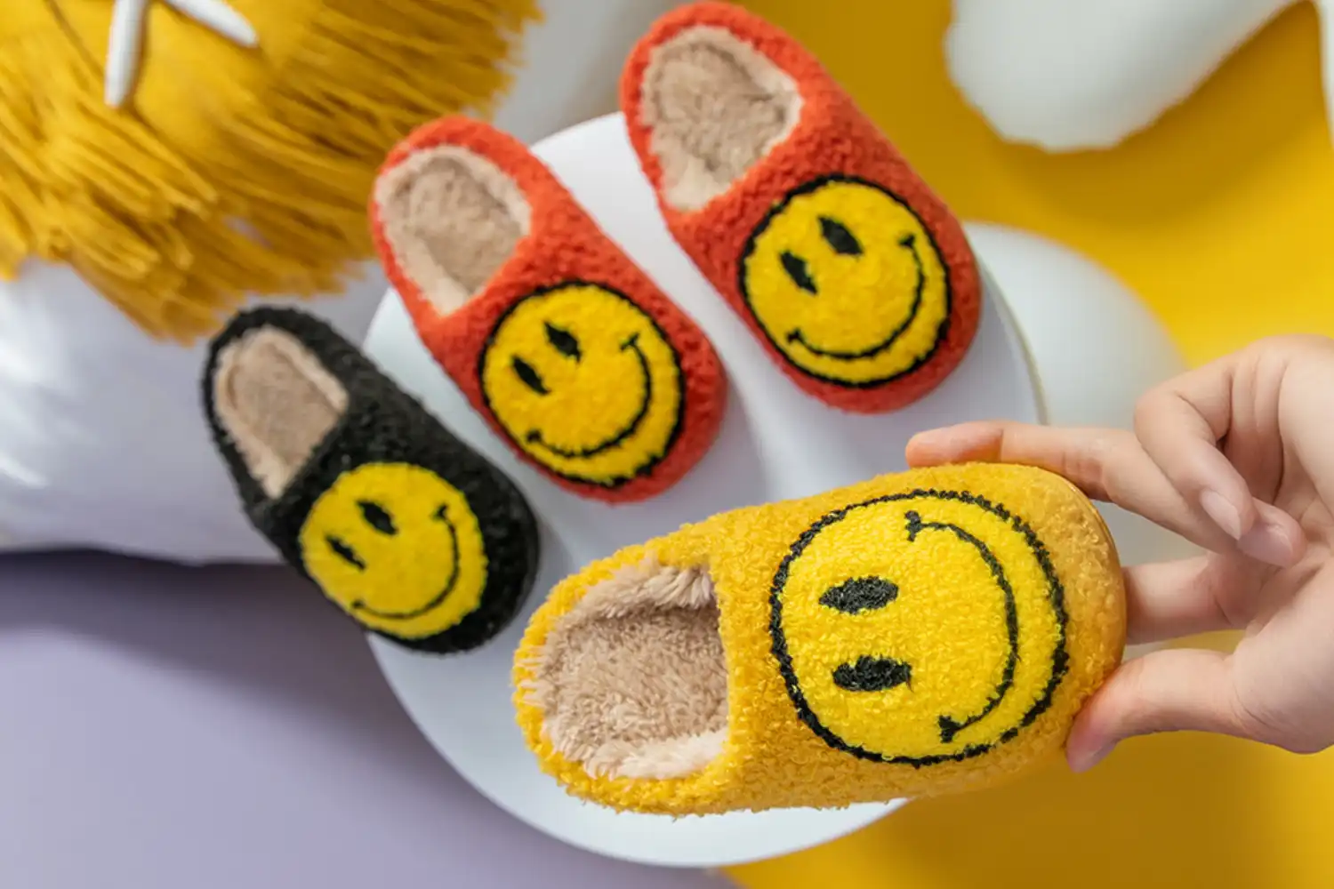 smiley face slippes for kids or children