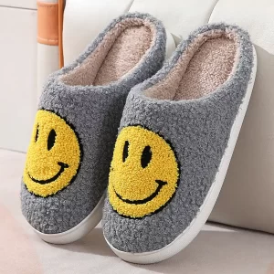 Smiley Face Slippers Grey