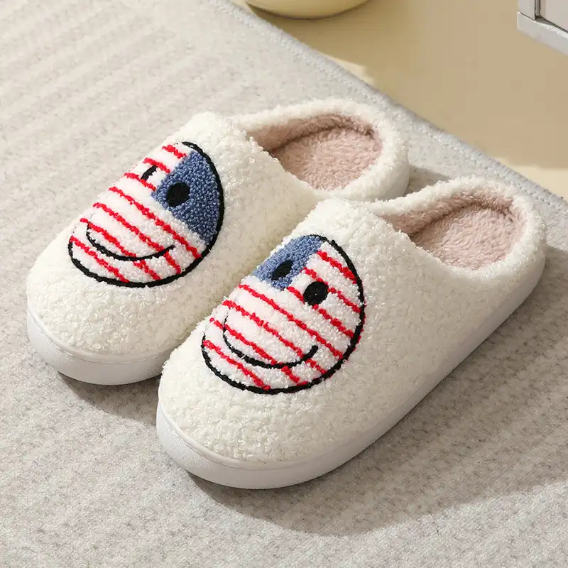 Smiley Face Slippers Flag of the United States - OSmile2