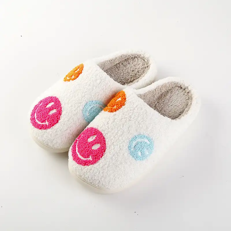 Smiley Face Slippers Three Smiley Face - Pink