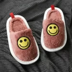 Winter Smiley Face Thick Sole Non-Slip Plush Slippers - Pink